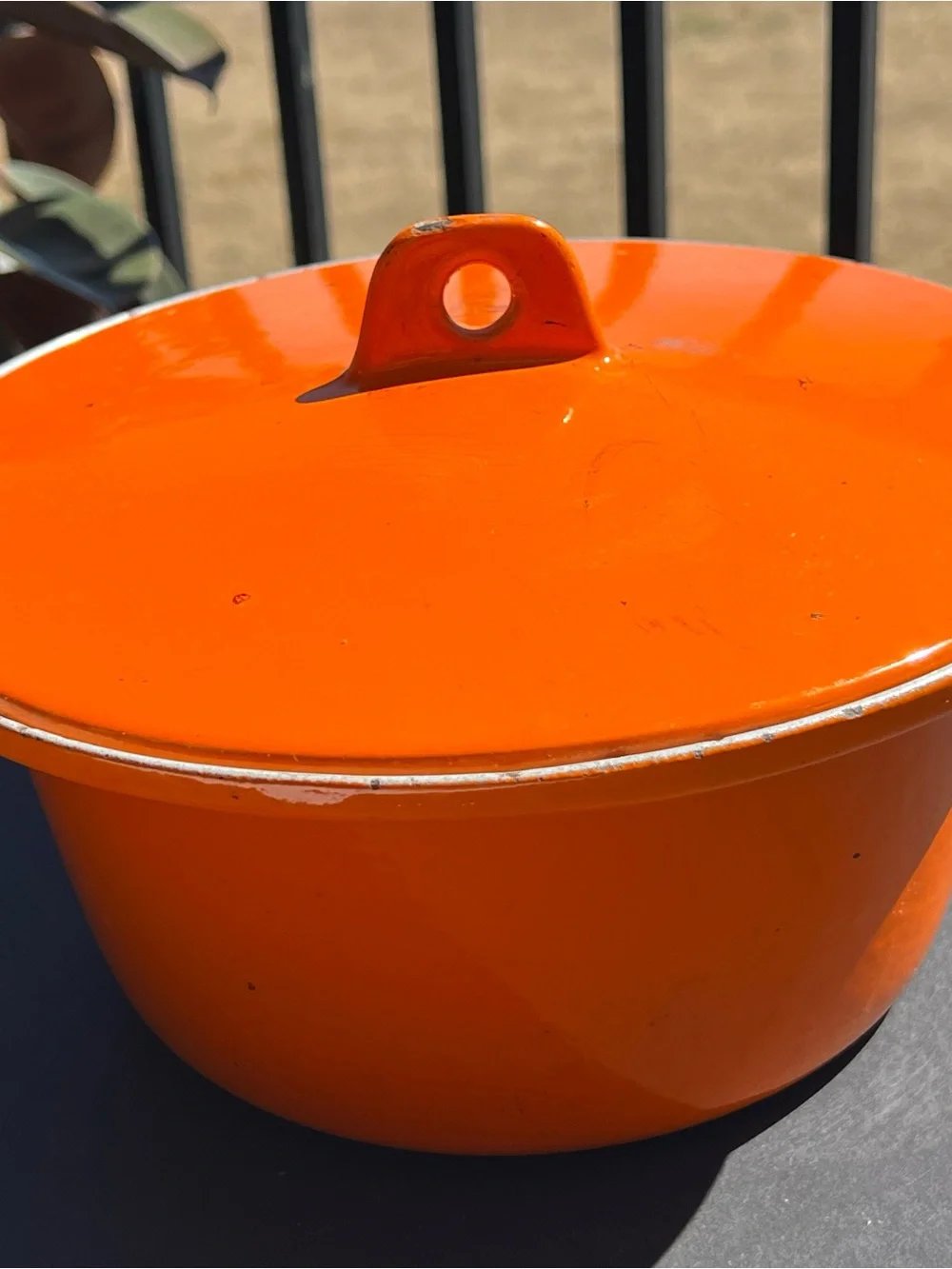 Vintage Voss Orange Casserole Dish & Lid Oven Ware Dutch Oven Cast Iron 9”